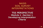 1 TSS PERSPECTIVE Module 2 –Section 1 Developing interpretation criteria TSS PERSPECTIVE Module 2 –Section 1 Developing interpretation criteria NASIS.