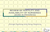 R EVIEW OF FERTILITY AND AVAILABILITY OF NURSERIES ( WORK IN PROGRESS ) Dorota Szelewa and Hana Haskova.
