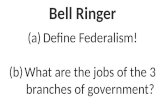 (a)Define Federalism! (b)What are the jobs of the 3 branches of government?