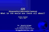 GIS (Geographical Information Systems) What in the world are these all about? Austin College April 2014 Dr. Ronald Briggs Professor Emeritus The University.