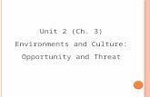 U NIT 2 (R EFERENCE C HAPTER 3) O RGANIZATIONAL E NVIRONMENTS AND C ULTURE : O PPORTUNITY AND C HALLENGE Unit 2 (Ch. 3) Environments and Culture: Opportunity.