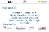 Richard V. Perez, M.D. Kidney Donation in the Very Small Pediatric Deceased Donor: Addressing the Tragic Trifecta Next Speaker: Sponsored by.