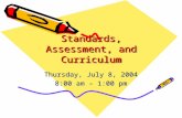 Standards, Assessment, and Curriculum Thursday, July 8, 2004 8:00 am – 1:00 pm.