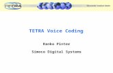TETRA Voice Coding Ranko Pinter Simoco Digital Systems.
