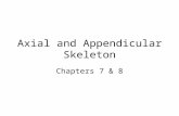 Axial and Appendicular Skeleton Chapters 7 & 8. Axial and Appendicular Skeleton The skeleton (greek=dried up body) has 206 bones. The axial skeleton is.
