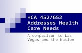 HCA 452/652 Addresses Health Care Needs A comparison to Las Vegas and the Nation.