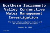 Northern Sacramento Valley Conjunctive Water Management Investigation The Glenn-Colusa Irrigation District and The Natural Heritage Institute October 21,
