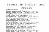 Stress in English and Arabic Introduction Supra-segmental features (stress, along with pitch, intonation, and length) are very important for they give.