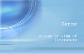 Genre A type or kind of literature. Why learn about genre? It is one way to classify literature. Knowing the characteristics of a genre increases understanding.