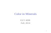 11 Color in Minerals GLY 4200 Fall, 2014. 22 Color Sources Minerals may be naturally colored for a variety of reasons - among these are:  Selective absorption.