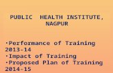 PUBLIC HEALTH INSTITUTE, NAGPUR Performance of Training 2013-14 Impact of Training Proposed Plan of Training 2014-15.