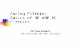 Analog Filters: Basics of OP AMP-RC Circuits Stefano Gregori The University of Texas at Dallas.