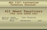 AES 115 th Convention Tutorial Session All About Equalizers (for live sound use) Dennis Bohn Don Pearson Bruce Jackson Rane Ultrasound Lake.