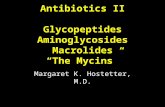 Antibiotics II Glycopeptides Aminoglycosides Macrolides “The Mycins” Margaret K. Hostetter, M.D.