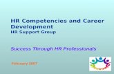 Success Through HR Professionals HR Competencies and Career Development HR Support Group February 2007.