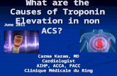 What are the Causes of Troponin Elevation in non ACS? Carma Karam, MD Cardiologist AIHP, ACCA, FACC Clinique Médicale du Ring June 2011.
