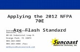 1 Applying the 2012 NFPA 70E Arc Flash Standard Suncoast Industrial Services, Inc. 80-6A Industrial Loop N. Orange Park, Fl 32073 904-269-4403 904-269-4404.