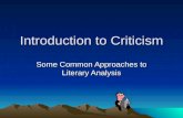 Introduction to Criticism Some Common Approaches to Literary Analysis.