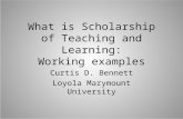 What is Scholarship of Teaching and Learning: Working examples Curtis D. Bennett Loyola Marymount University.