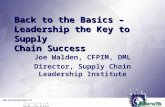 Back to the Basics – Leadership the Key to Supply Chain Success Joe Walden, CFPIM, DML Director, Supply Chain Leadership Institute.
