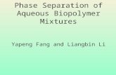 Phase Separation of Aqueous Biopolymer Mixtures Yapeng Fang and Liangbin Li.