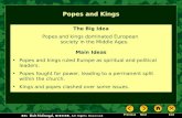 Holt McDougal, Popes and Kings The Big Idea Popes and kings dominated European society in the Middle Ages. Main Ideas Popes and kings ruled Europe as spiritual.