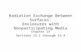 Radiation Exchange Between Surfaces: Enclosures with Nonparticipating Media Chapter 13 Sections 13.1 through 13.4.