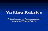 Writing Rubrics A Workshop on Assessment of Student Written Work.