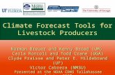 Climate Forecast Tools for Livestock Producers Norman Breuer and Kenny Broad (UM) Carla Roncoli and Todd Crane (UGA) Clyde Fraisse and Peter E. Hildebrand.