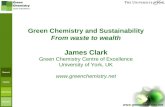 Www.greenchemistry.net Green Chemistry and Sustainability From waste to wealth James Clark Green Chemistry Centre of Excellence University of York, UK.