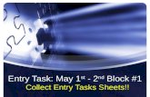 Entry Task: May 1 st - 2 nd Block #1 Collect Entry Tasks Sheets!!