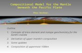 Compositional Model for the Mantle beneath the Pacific Plate Rhea Workman Outline: 1. Concepts of trace element and isotope geochemistry for the Earth’s.
