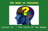 Lesson 12 : The Calls Of Two Women.  Proverbs 9:1-6  Has built her house  Hewn out seven pillars  Prepared her food (slaughtered her slaughter)