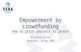 Empowerment by crowdfunding How to pitch yourself to growth Nicolette Loonen Amsterdam – 26 May 2014.
