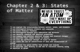 Chapter 2 & 3: States of Matter I can explain the relationship between matter, atoms, and elements I can distinguish between elements and compounds I can.