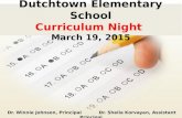 Dutchtown Elementary School Curriculum Night March 19, 2015 Dr. Winnie Johnson, Principal Dr. Shelia Korvayan, Assistant Principal.