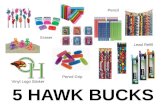 5 HAWK BUCKS Eraser Pencil Grip Pencil Lead Refill Vinyl Logo Sticker.