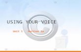 USING YOUR VOICE Unit 1 Section 3a. Vocabulary Articulation Breathiness Diaphragm Inflection Larynx Nasality Pitch Pronunciation Range Rate Resonance.