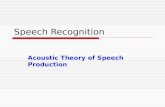 Speech Recognition Acoustic Theory of Speech Production.