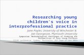 Jane Payler, University of Winchester & Jan Georgeson, Plymouth University Symposium: Methodological Challenges of Studying the Perspectives of Very Young.