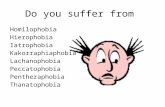 Do you suffer from Homilophobia Hierophobia Iatrophobia Kakorraphiaphobia Lachanophobia Peccatophobia Pentheraphobia Thanatophobia.