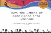 Turn the Lemons of Compliance into Lemonade How compliance affects portfolio value.