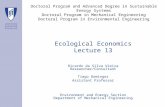 Ecological Economics Lecture 13 Ricardo da Silva Vieira Researcher/Consultant Tiago Domingos Assistant Professor Environment and Energy Section Department.