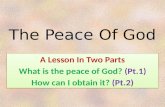 The Peace Of God A Lesson In Two Parts What is the peace of God? (Pt.1) How can I obtain it? (Pt.2) A Lesson In Two Parts What is the peace of God? (Pt.1)
