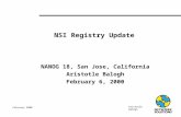 Aristotle Balogh February 2000 NSI Registry Update NANOG 18, San Jose, California Aristotle Balogh February 6, 2000.