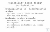 Reliability based design optimization Probabilistic vs. deterministic design – Optimal risk allocation between two failure modes. Laminate design example.