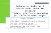 Addressing Industry & Educational Needs in Emerging Technologies/Nanotechnology: Successes/Challenges PANEL MEMBERS: Karen Halvorson, Moderator Alice Zimmer,