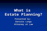 What is Estate Planning? Presented by: Daniela Lungu Attorney at Law.