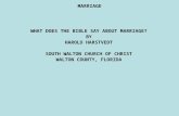 MARRIAGE WHAT DOES THE BIBLE SAY ABOUT MARRIAGE? BY HAROLD HARSTVEDT SOUTH WALTON CHURCH OF CHRIST WALTON COUNTY, FLORIDA.