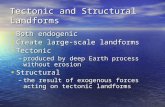 Tectonic and Structural Landforms Both endogenic Both endogenic Create large-scale landforms Create large-scale landforms Tectonic Tectonic –produced by.